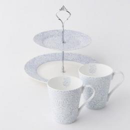 【希少】イギリスV&A製プレミアムティーセット『ケーキスタンド2段+マグカップ2客』