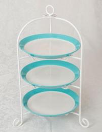 【希少】ターコイズブルー2WAY 3段ケーキスタンド