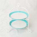 【希少】ターコイズブルー2WAY 2段ケーキスタンド