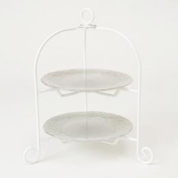 シルバーガラスプレート 2段ケーキスタンド(プレート2枚付)