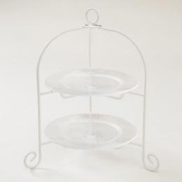 トルコ製ガラスプレート 2段ケーキスタンド(プレート2枚付)