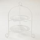 トルコ製ガラスプレート 2段ケーキスタンド(プレート2枚付)