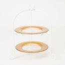 ゴールドガラスプレート 2段ケーキスタンド(プレート2枚付)