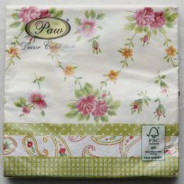 【Paw製】ローズ&コスモス&ペイズリー柄★ポーランド製ペーパーナプキン20枚入